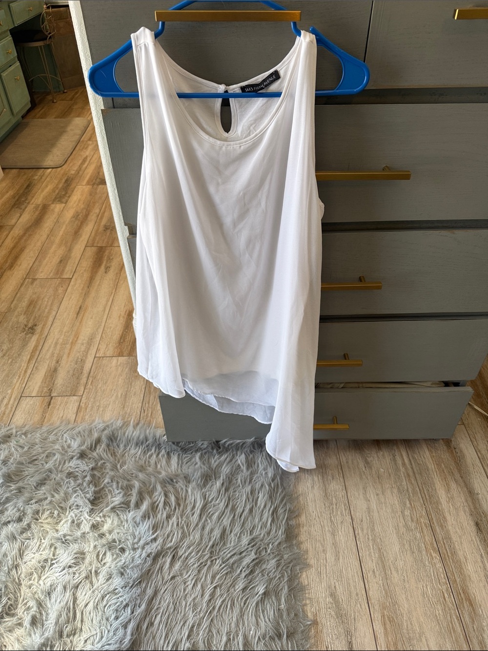 Saks Fifth Avenue White Chiffon Layered Tank Top